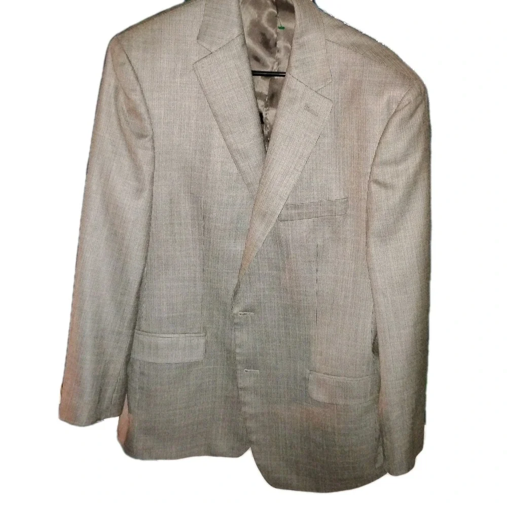 Lauren Ralph Lauren Men 41R Blazer Window. Gray Herringbone Silk Wool Sport Coat